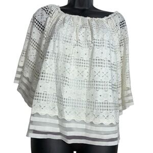 Max Studio Ivory Lace Crochet Size Large Gauzy Boho